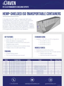 Gaven HEMP Shielded ISO Storage Containers Data Sheet Cover