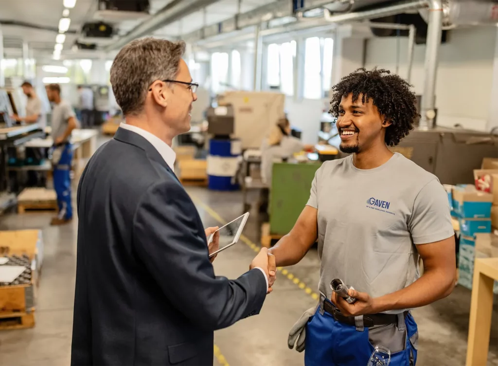 Gaven employees shaking hands